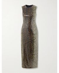 Alex Perry - Leopard-Print Sequined Stretch-Mesh Midi Dress - Lyst