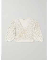 Chloé - Verkürztes Oberteil Aus Einer Seidenmischung Mit Metallic-Polka-Dots, Raffungen Und Volants - Lyst