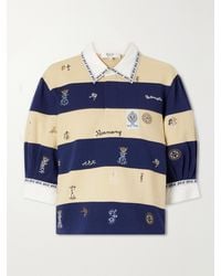 Sea - Juliet Embroidered Striped Cotton-Jersey T-Shirt - Lyst