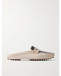 Brunello Cucinelli - Bead-Embellished Suede Slippers - Lyst