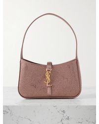 Saint Laurent - Le 5 À 7 Mini Schultertasche Aus Satin Mit Kristallen - Lyst