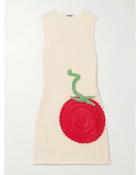 STAUD - Bailey Appliquéd Crocheted Cotton Mini Dress - Lyst