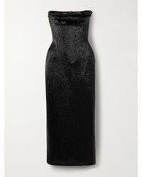 Wiederhoeft - Ivy Draped Strapless Beaded Tulle Midi Dress - Lyst
