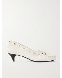 KHAITE - Milly Embellished Whipstitched Textured-Leather Pumps - Lyst