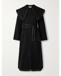 Bode - Dover Belted Embroidered Wool Coat - Lyst