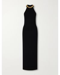 Balmain - Bead-Embellished Knitted Halterneck Maxi Dress - Lyst
