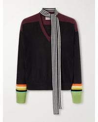 Christopher John Rogers - Tie-Detailed Striped Wool And Silk-Blend Sweater - Lyst