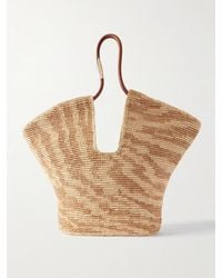 Zimmermann - Goldentime Large Embellished Leather-Trimmed Raffia-Jacquard Tote - Lyst