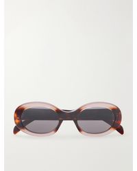 Celine - Triomphe Oval-Frame Tortoiseshell Acetate Sunglasses - Lyst