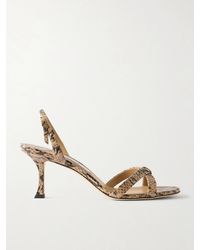 Jimmy Choo - Elsy 70 Snake-Effect Leather Sandals - Lyst