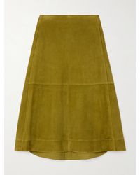 Bottega Veneta - Jupe Midi En Daim À Plis - Lyst
