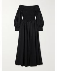 Max Mara - Manu Off-The-Shoulder Shirred Wool-Gauze Maxi Dress - Lyst