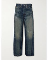 RRL - Distressed High-Rise Wide-Leg Jeans - Lyst