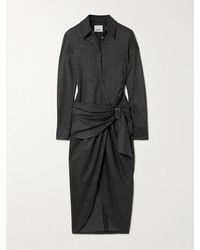 Isabel Marant - Rosalie Draped Pinstriped Wool And Cotton-Blend Mini Dress - Lyst
