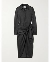 Isabel Marant - Mini-Robe En Laine Et Coton Mélangés À Fines Rayures Et À Drapé Rosalie - Lyst
