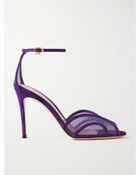 Gianvito Rossi - 95 Suede-Trimmed Mesh Sandals - Lyst