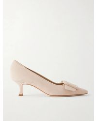 Manolo Blahnik - Maysale 50 Buckled Suede Pumps - Lyst