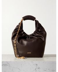 Loewe - Squeeze Small Chain-Embellished Gathered Leather Shoulder Bag - Lyst