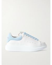 McQueen - Suede-Trimmed Leather Exaggerated-Sole Sneakers - Lyst