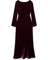 Saloni Tina Open-back Draped Velvet Midi Dress - Multicolour