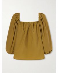 Saint Laurent - Gathered Poplin Blouse - Lyst