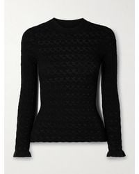 Sea - Ruby Ruffled Metallic Pointelle-Knit Top - Lyst