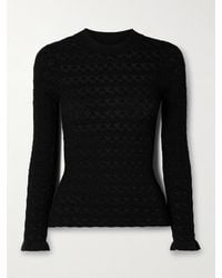 Sea - Ruby Ruffled Metallic Pointelle-Knit Top - Lyst