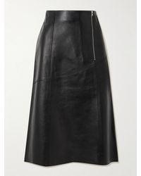 Victoria Beckham - Paneled Leather Midi Skirt - Lyst