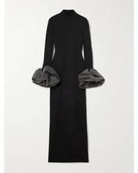 Solace London - Viviana Ruffled Crystal-Embellished Crepe Mock-Neck Gown - Lyst