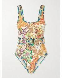 ALÉMAIS - Charlie Belted Floral-Print Swimsuit - Lyst