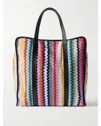 Missoni - Riverbero Leather-Trimmed Striped Cotton-Terry Tote - Lyst