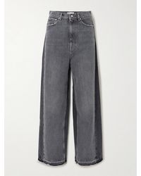 Stella McCartney - Frayed Two-Tone Mid-Rise Wide-Leg Organic Jeans - Lyst