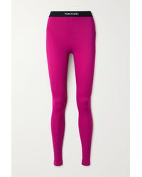 Tom Ford Jacquard-trimmed Stretch-jersey Leggings - Pink