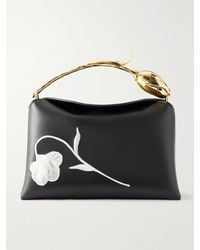 Erdem - Bloom Medium Floral-Embroidered Leather Clutch - Lyst