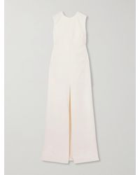 Sa Su Phi - Tuxedo Open-Back Draped Silk-Blend Satin-Trimmed Wool Maxi Dress - Lyst