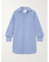 Sacai - Hemdblusenkleid Aus Gestreifter Popeline - Lyst