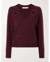 Self-Portrait - Floral-Embellished Wool-Blend Cardigan - Lyst