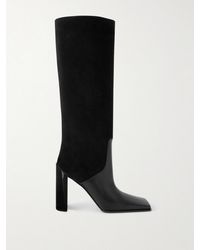 Alaïa - Kniehohe Stiefel Aus Nubukleder Und Leder - Lyst