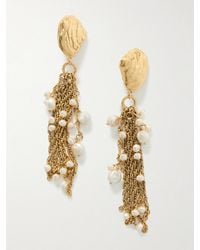Chloé - Tone Faux Pearl Clip Earrings - Lyst