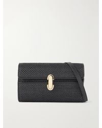 SAVETTE - Symmetry Leather-Trimmed Woven Raffia Shoulder Bag - Lyst