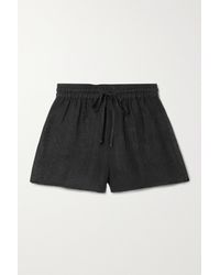 Le Kasha + Net Sustain Taba Organic Linen-gauze Shorts - Black