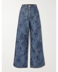 Etro - Denim-Jacquard High-Rise Wide-Leg Jeans - Lyst