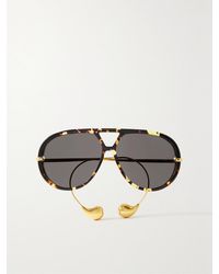 Bottega Veneta - Embellished Aviator-Style Tortoiseshell Recycled-Acetate And-Tone Sunglasses - Lyst