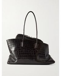 The Attico - La Passeggiata Medium Asymmetric Croc-Effect Leather Tote - Lyst