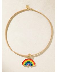 Lauren Rubinski - Collier En Or 14 Carats (585/1000) Émail Et Cuir - Lyst