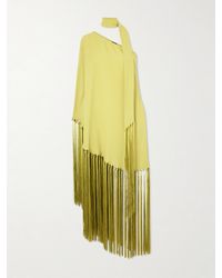 ‎Taller Marmo - Gunilla One-Shoulder Scarf-Detailed Fringed Crepe Mini Dress - Lyst