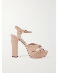 Jimmy Choo - Heloise 120 Knotted Suede Platform Sandals - Lyst