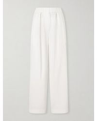 St. Agni - Pleated Cotton-Blend Wide-Leg Pants - Lyst