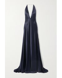 Michael Lo Sordo Alexandra Robe Aus Seidensatin Mit Rückenausschnitt - Blau