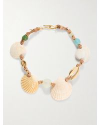 Tohum Design - Samsara-Plated, Leather And Seashell Beaded Necklace - Lyst